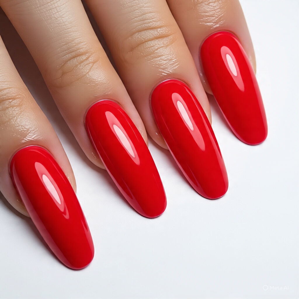 “Glossy Red & Bold Nails”
