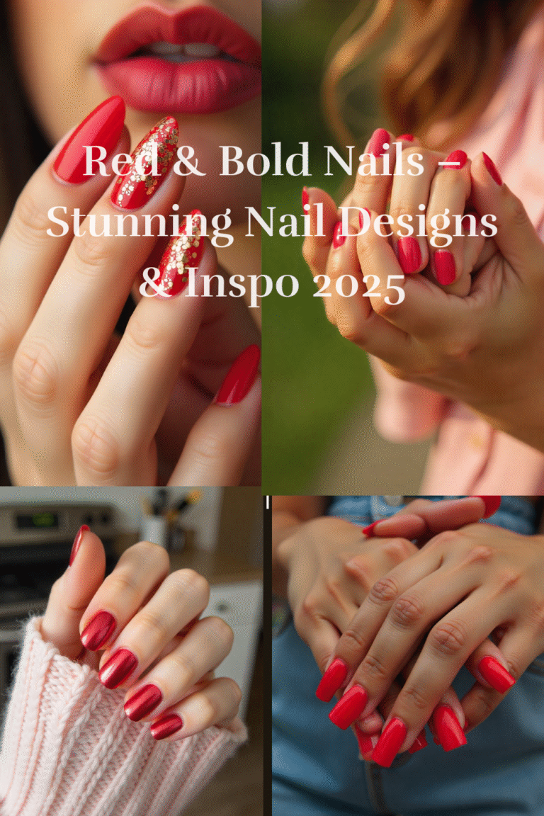Glossy Red & Bold Nails