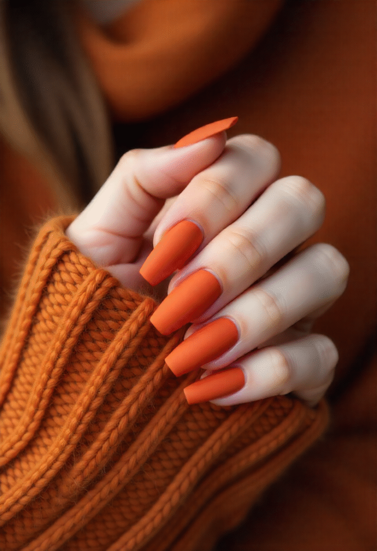 “Collage of trendy fall nail art designs with warm earthy colors and leaf patterns”